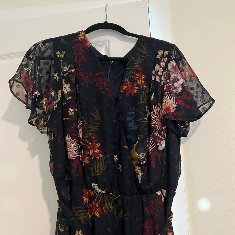 Floral maxi dress with polka dot detail